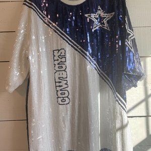 Dallas Cowboys Sequin Jersey Dress, Dallas Star Dress, Ladies Football Sequin Dr
